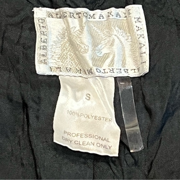 Alberto Malaki Ruffled Blouse Animal Print Long Sleeve Top Black White Career SM - Picture 6 of 9